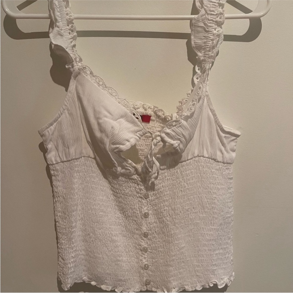 Guess White Lace Detail Top - Picture 2 of 6